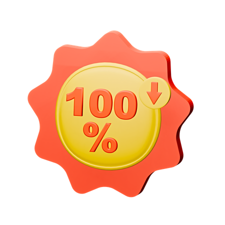 100% Discount Badge  3D Icon