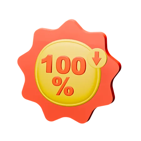 100% Discount Badge  3D Icon