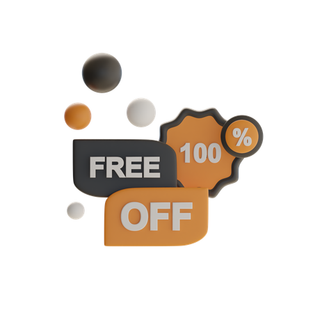 100 Discount Free Off Badge  3D Icon