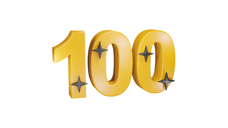 100 Number  3D Icon