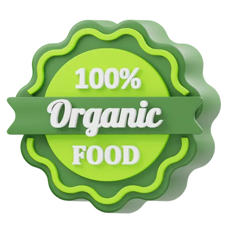 100% Organic Food Badge  3D Icon