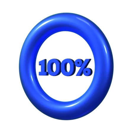 100 Percent Pie Chart  3D Illustration