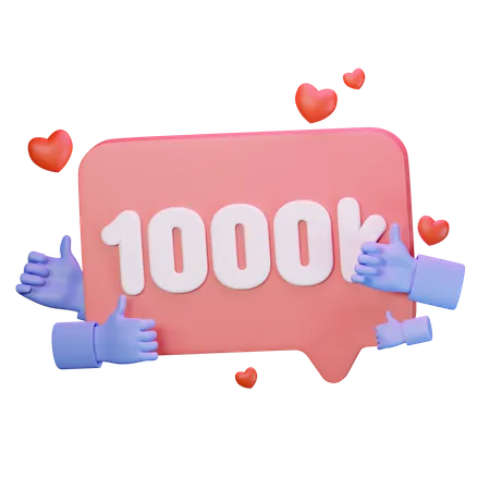 1000k amor como seguidores  3D Icon