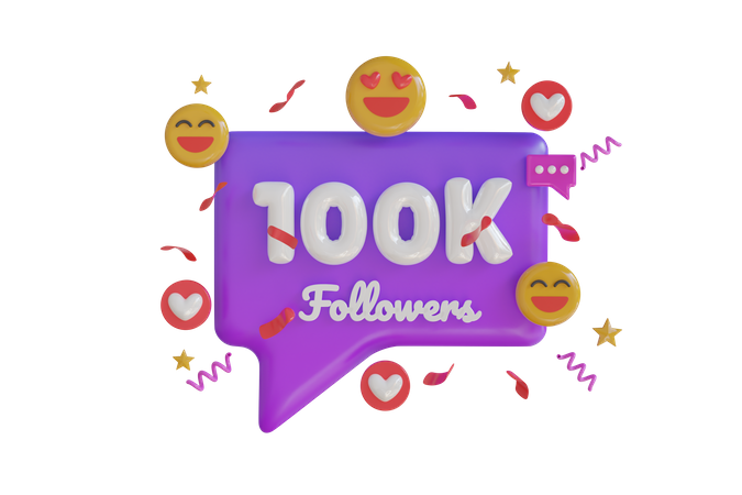 100.000 Follower  3D Icon