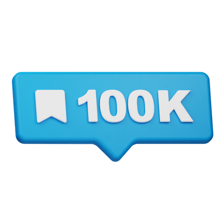 100K Bookmark Notification  3D Icon