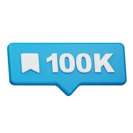 100K Bookmark Notification  3D Icon