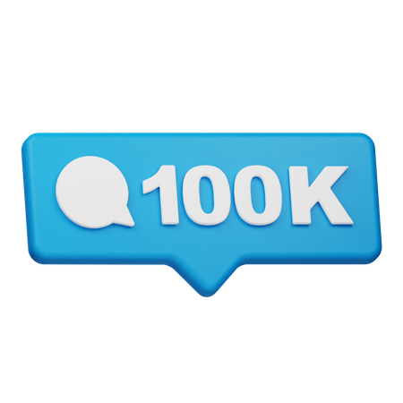 100K Comment Notification  3D Icon