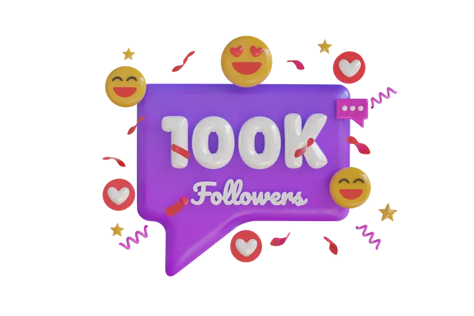 100k Followers  3D Icon