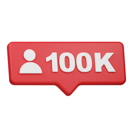 100K Followers Notification  3D Icon