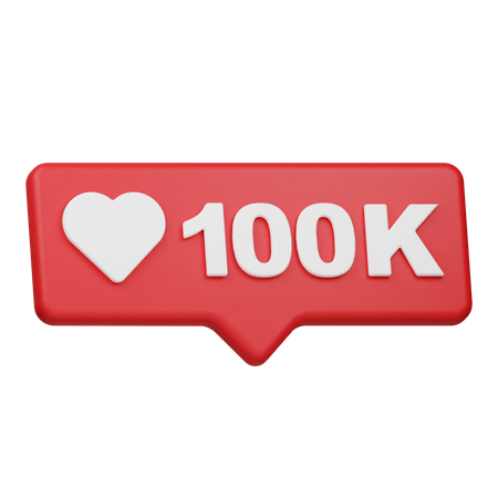 100.000-Likes-Benachrichtigung  3D Icon