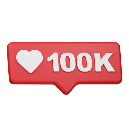 100K Likes Notification  3D Icon