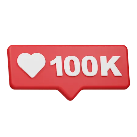 100K Likes Notification  3D Icon