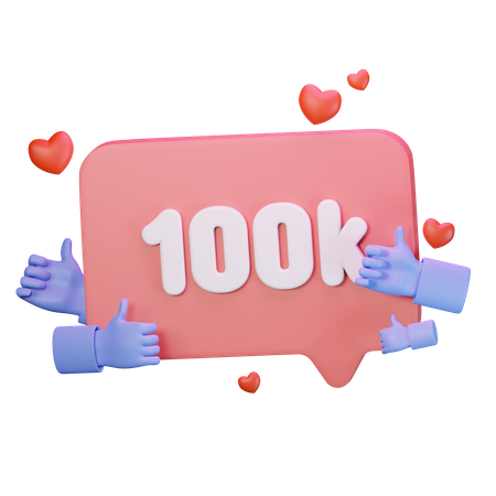 100K Love Like Followers  3D Icon