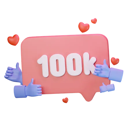 100K Love Like Followers  3D Icon
