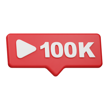 100K Plays Notification  3D Icon