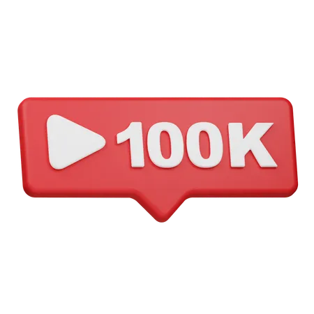 100K Plays Notification  3D Icon