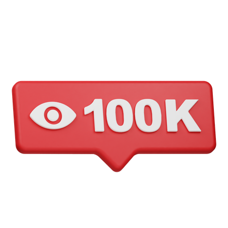 100K Views Notification  3D Icon