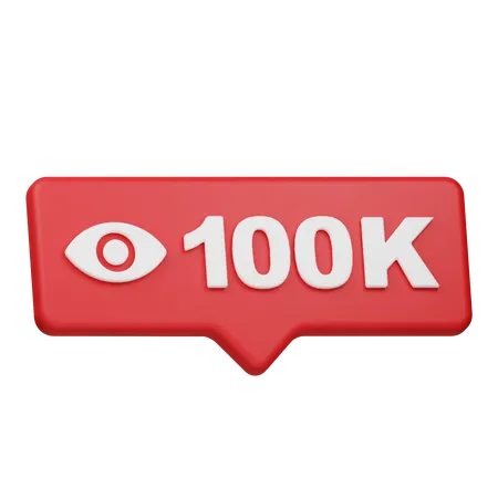 100K Views Notification  3D Icon