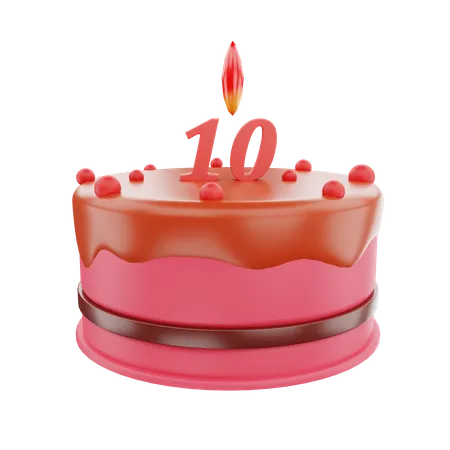 Gâteau du 10ème anniversaire  3D Icon