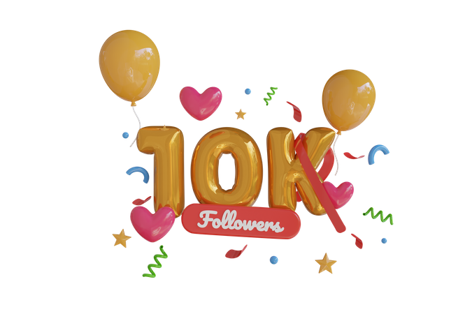 10K Follower  3D Icon
