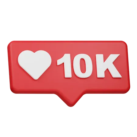 10K Likes Notification  3D Icon