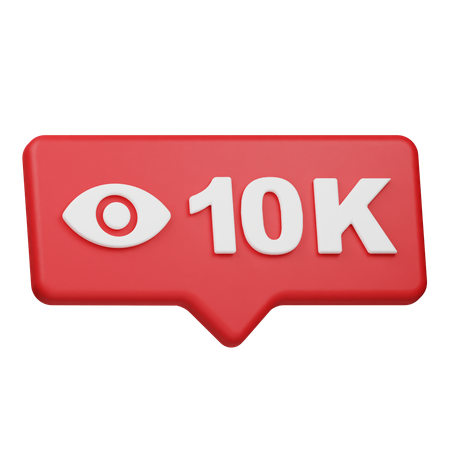 10K Views Notification  3D Icon