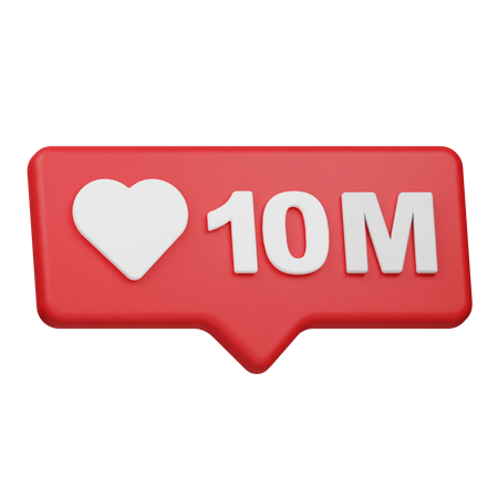 10M Likes Notification  3D Icon