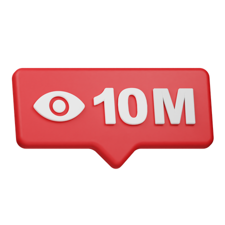 10M Views Notification  3D Icon