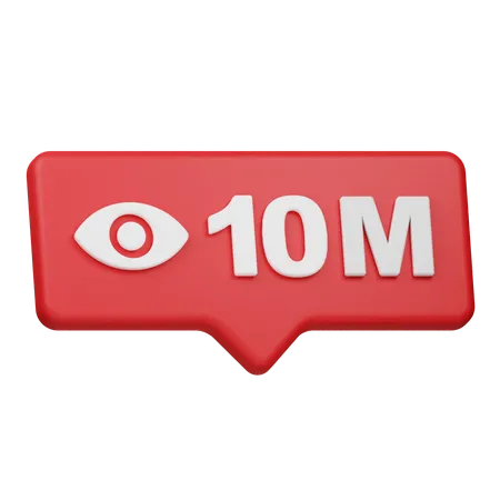 Notificação de 10 milhões de visualizações  3D Icon