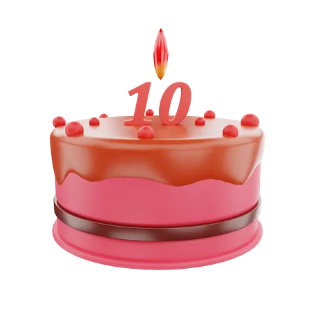 10th Birthday Cake 3D Icon