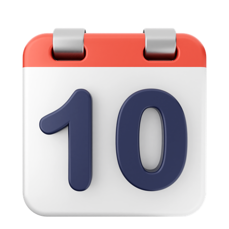 10th Calendar  3D Icon