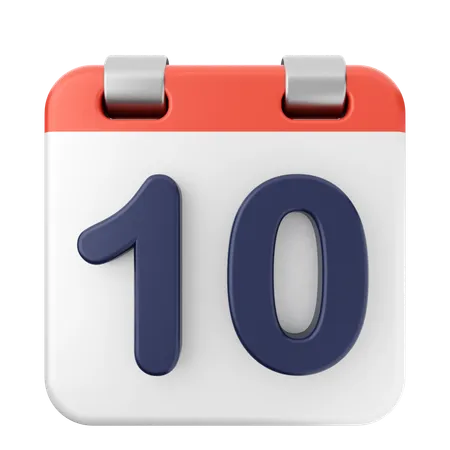 10th Calendar  3D Icon