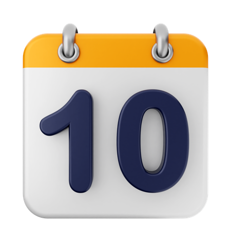 10th Calendar  3D Icon