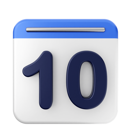 10th Calendar  3D Icon