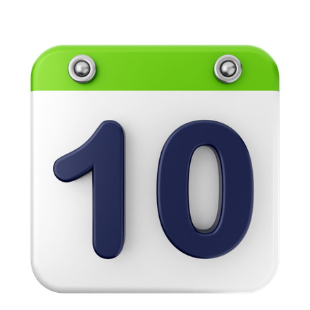 10th Calendar  3D Icon