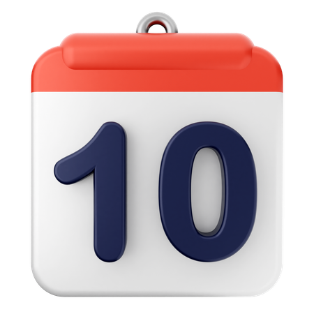 10th Calendar  3D Icon