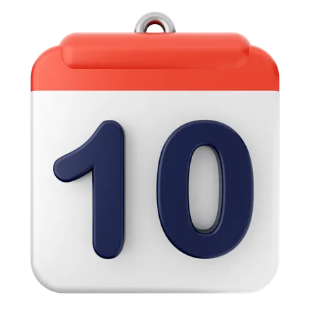 10th Calendar  3D Icon