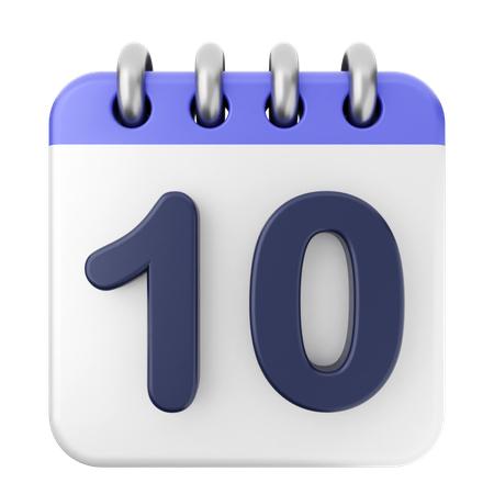 10th Calendar  3D Icon