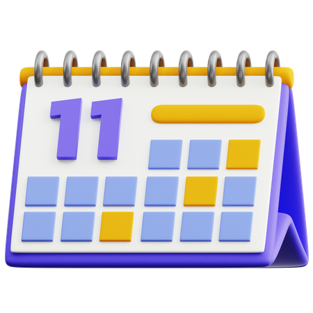 달력 날짜 11  3D Icon