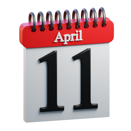 11 April Calendar  3D Icon