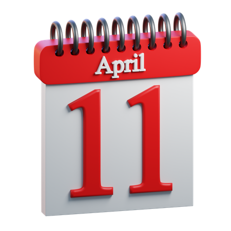 11 April Calendar  3D Icon