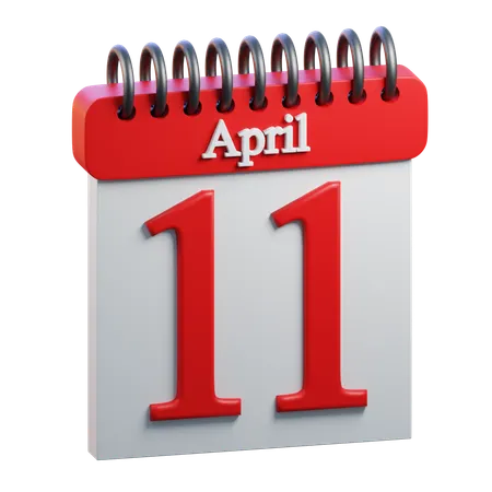 11 April Calendar  3D Icon