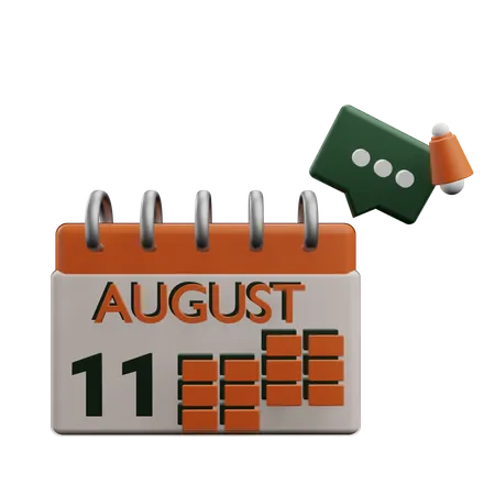 11 august  3D Icon