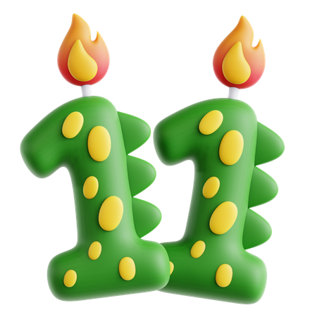 11 Cute Dinosaur Candle  3D Icon