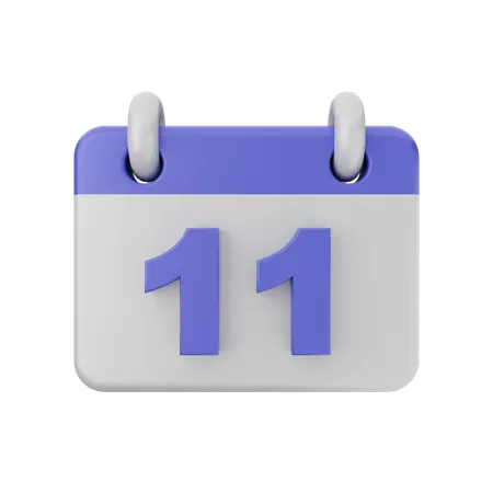 Calendário de 11 datas  3D Icon