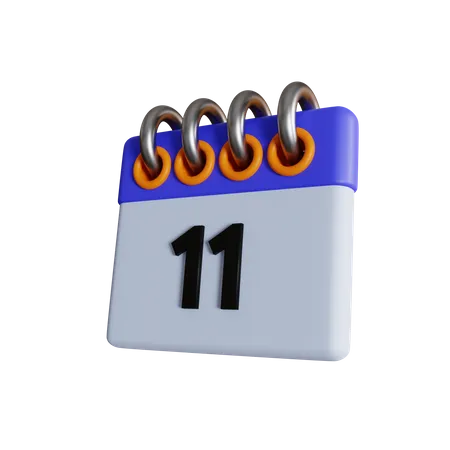 Day 11 Calendar With Day Off And Holiday Options With Normal And Isometric Views 3D Icon