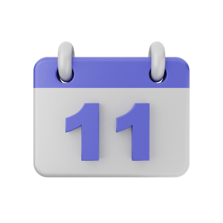 11 Date Calendar  3D Icon