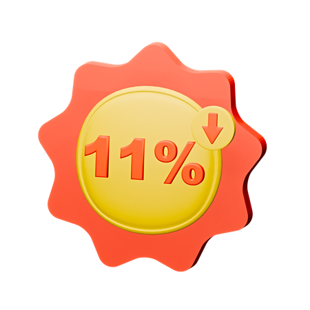 11% Discount Badge  3D Icon