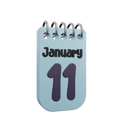 Calendario del 11 de enero  3D Icon