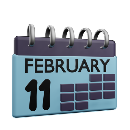11 February Calender  3D Icon